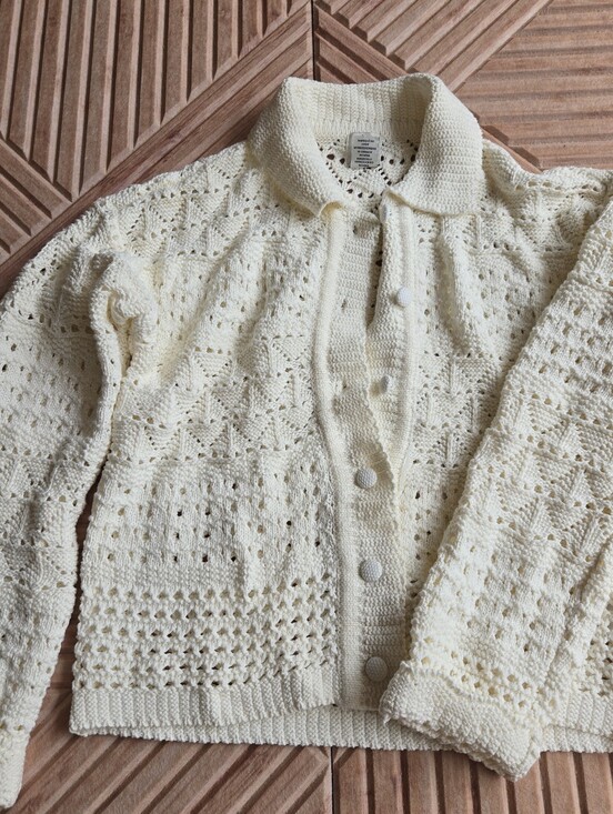 Joie Sweaters - Joie Cream Crochet K itted Button-Front Women's Sweater Cardigan XS-S
